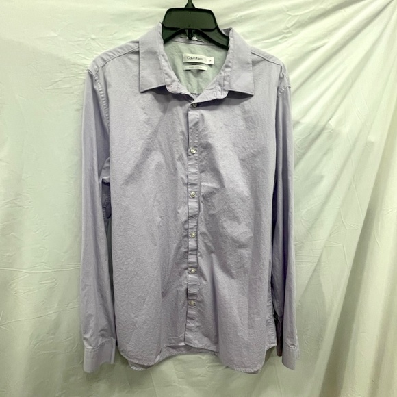 Calvin Klein Lavender Liquid Cotton Long Sleeve Shirt Large - Picture 1 of 4